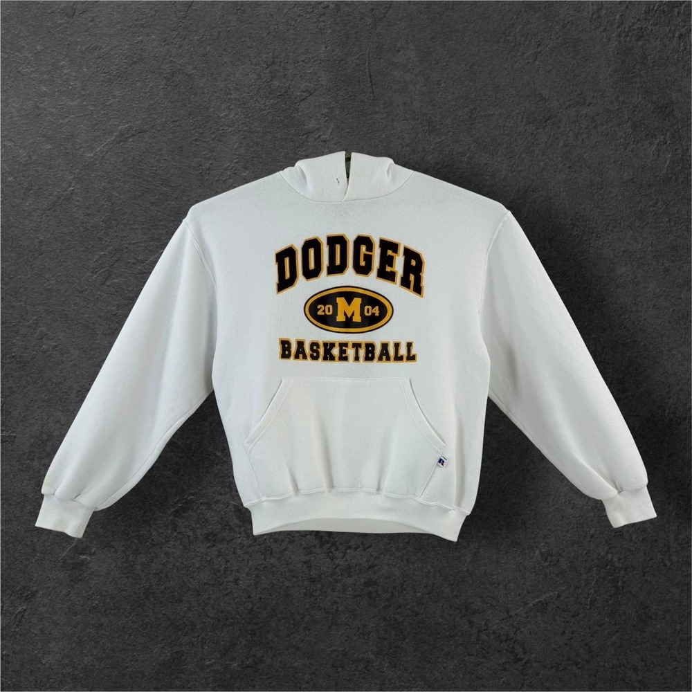 Russell Athletic Dodger Basketball Hoodie White Mens M Pullover Athletic‎